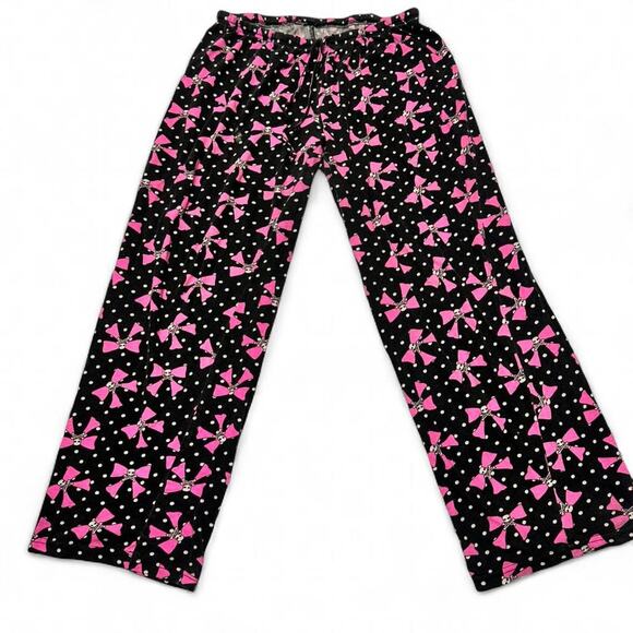 USA Ladies Other - USA Ladies Black & White Polka Dots Skulls on Pink Bows Size Medium 100% Cotton